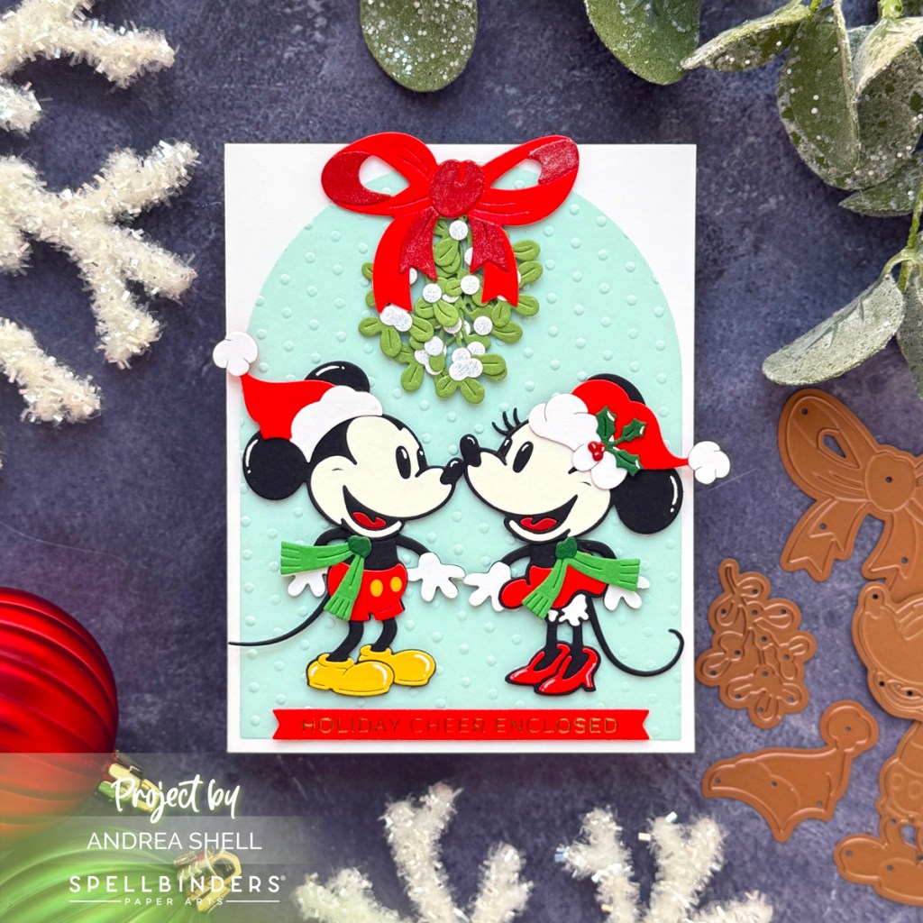 Mickey and Minnie Christmas card by Andrea Shell | Classic Mouse Dies by Spellbinders