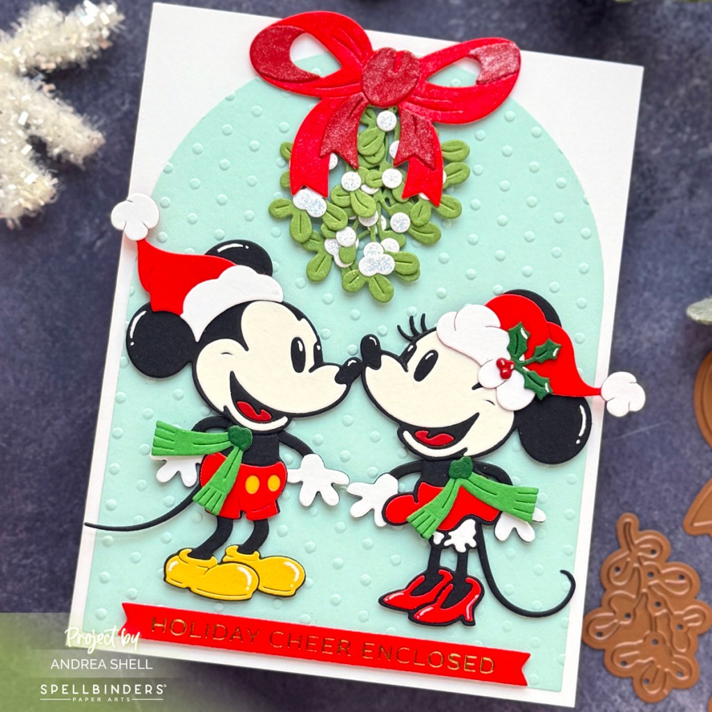 Mickey and Minnie Christmas card by Andrea Shell | Classic Mouse Dies by Spellbinders