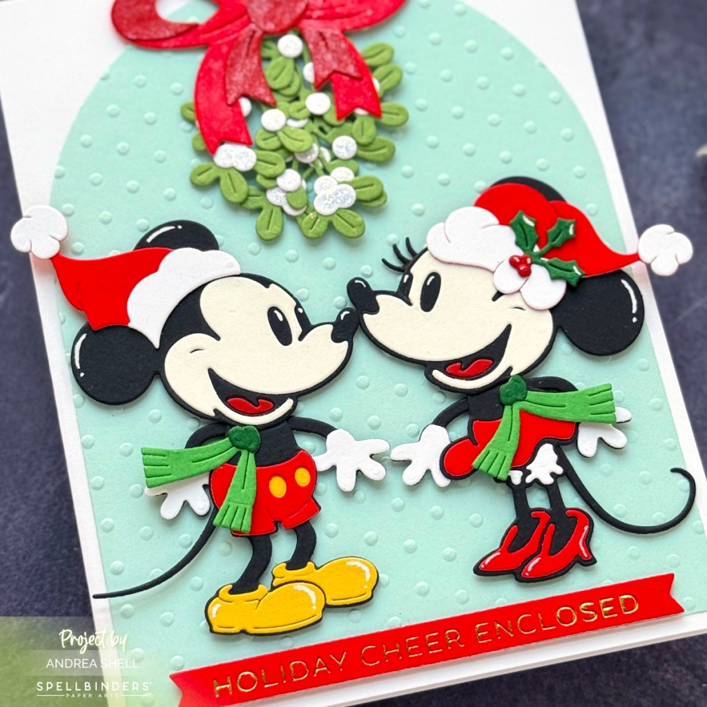 Mickey and Minnie Christmas card by Andrea Shell | Classic Mouse Dies by Spellbinders