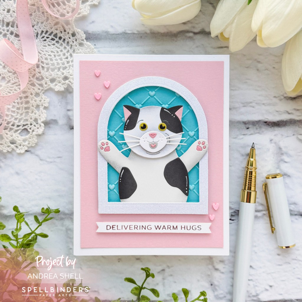 Cat Hugs card by Andrea Shell | Congrats Cat Dies by Spellbinders