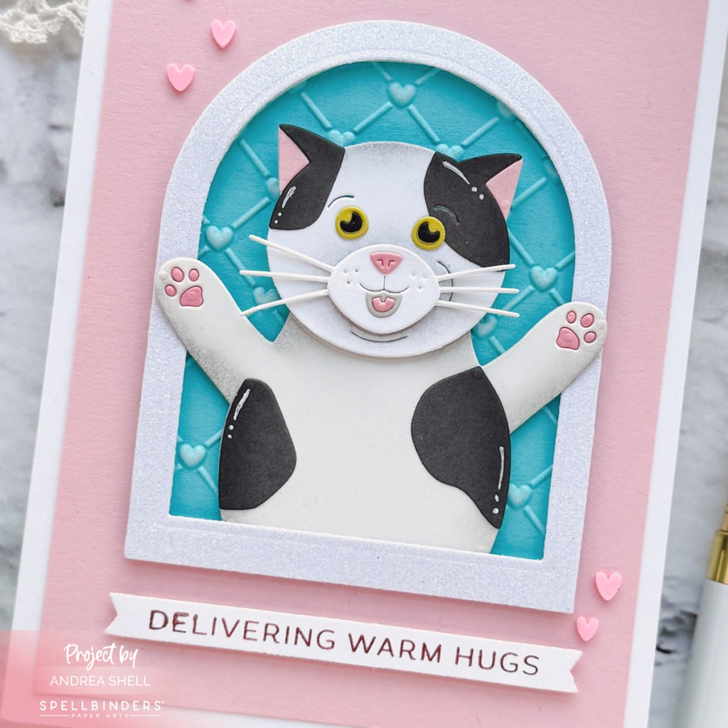 Cat Hugs card by Andrea Shell | Congrats Cat Dies by Spellbinders