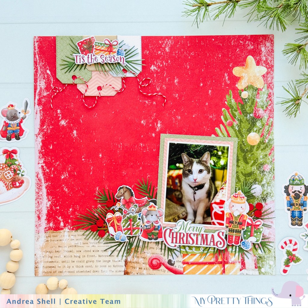 Merry Christmas scrapbook layout by Andrea Shell | Nutcracker Sweet collection by My Pretty Things