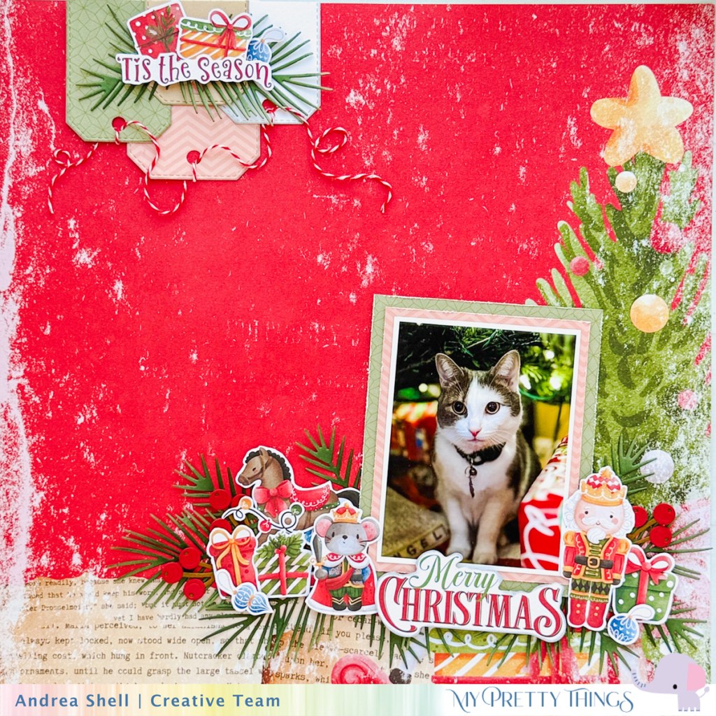 Merry Christmas scrapbook layout by Andrea Shell | Nutcracker Sweet collection by My Pretty Things