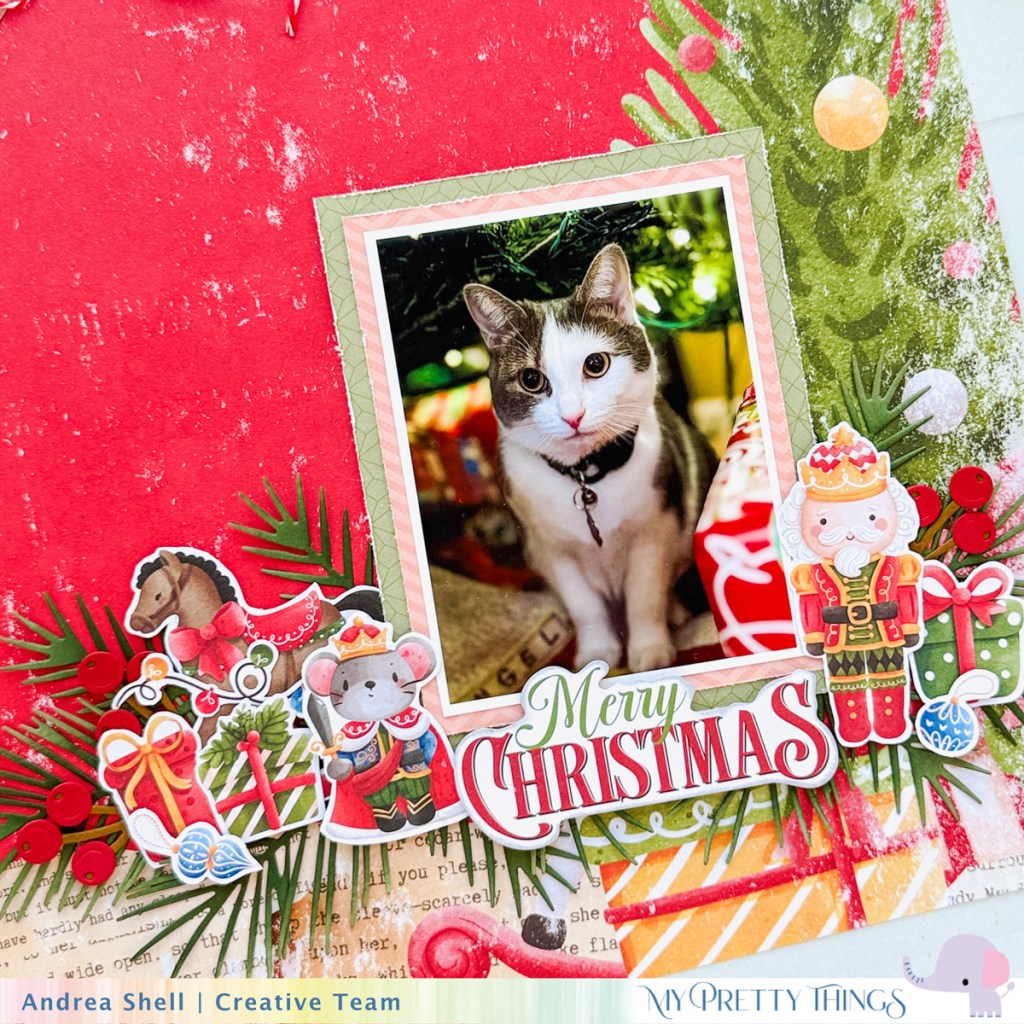 Merry Christmas scrapbook layout by Andrea Shell | Nutcracker Sweet collection by My Pretty Things