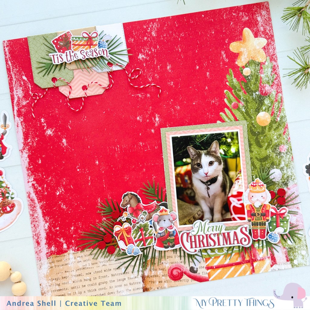 Merry Christmas scrapbook layout by Andrea Shell | Nutcracker Sweet collection by My Pretty Things