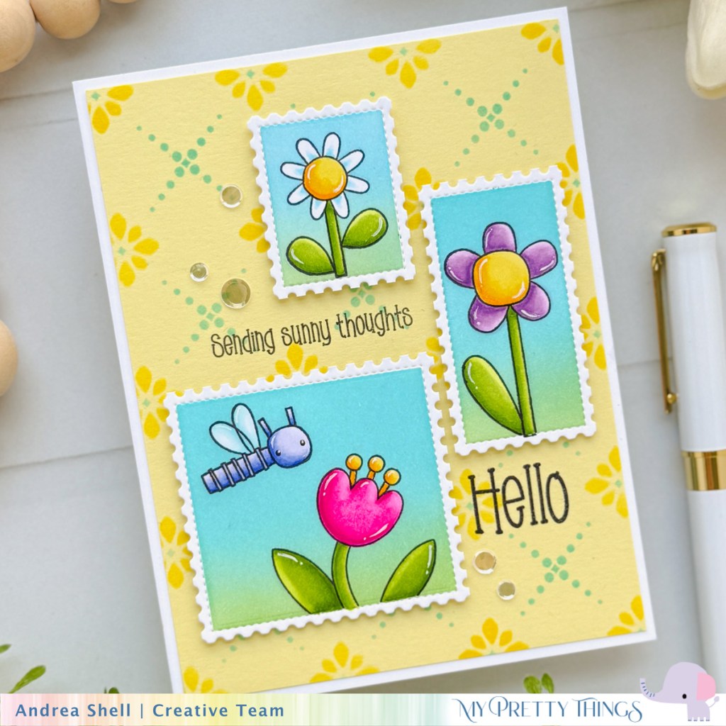 Sunny Hello card by Andrea Shell | You Made My Day stamp by My Pretty Things