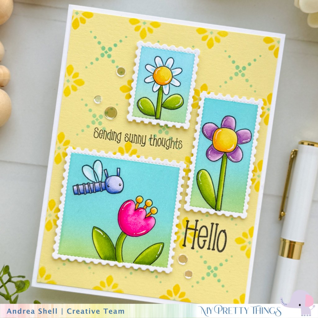 Sunny Hello card by Andrea Shell | You Made My Day stamp by My Pretty Things