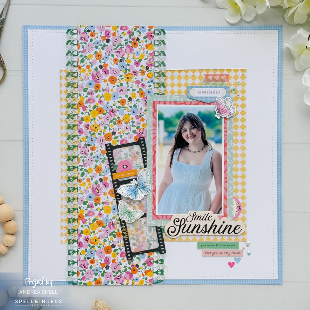 Smile Sunshine layout by Andrea Shell | Breakfast in Bed collection by Spellbinders and Rosie's Studio