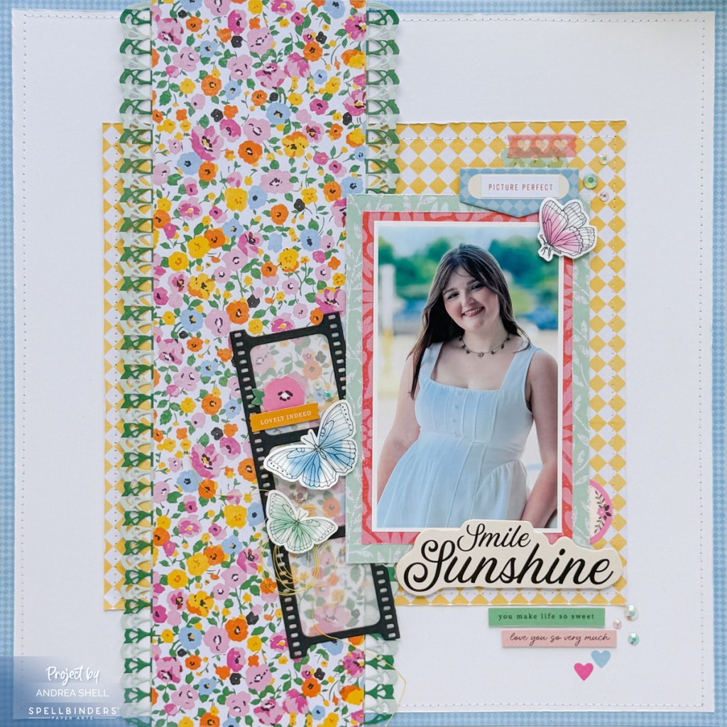Smile Sunshine layout by Andrea Shell | Breakfast in Bed collection by Spellbinders and Rosie's Studio