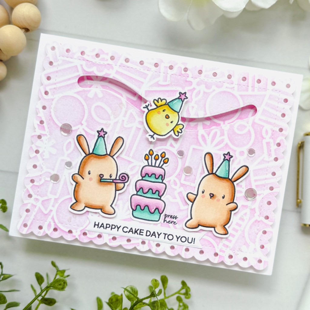 Light-up Slider card by Andrea Shell | Party Animals stamp by Mama Elephant