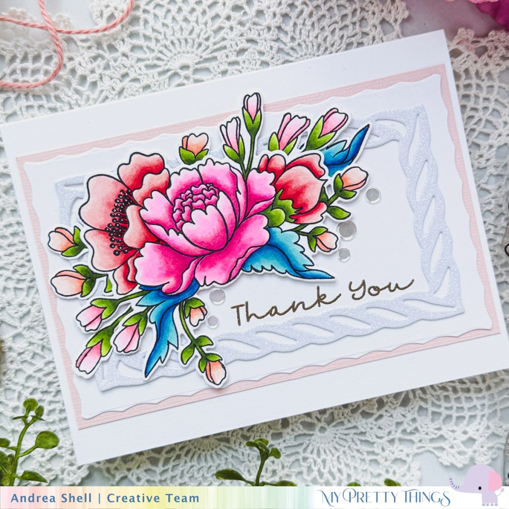 Floral Thank You card by Andrea Shell | Chinoiserie Floral stamp by My Pretty Things