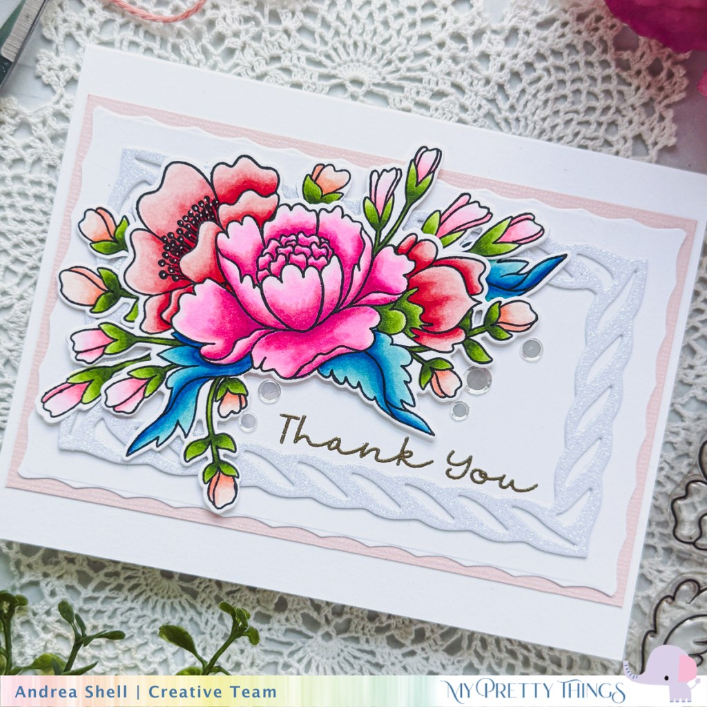 Floral Thank You card by Andrea Shell | Chinoiserie Floral stamp by My Pretty Things