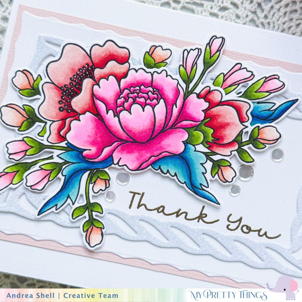 Floral Thank You card by Andrea Shell | Chinoiserie Floral stamp by My Pretty Things