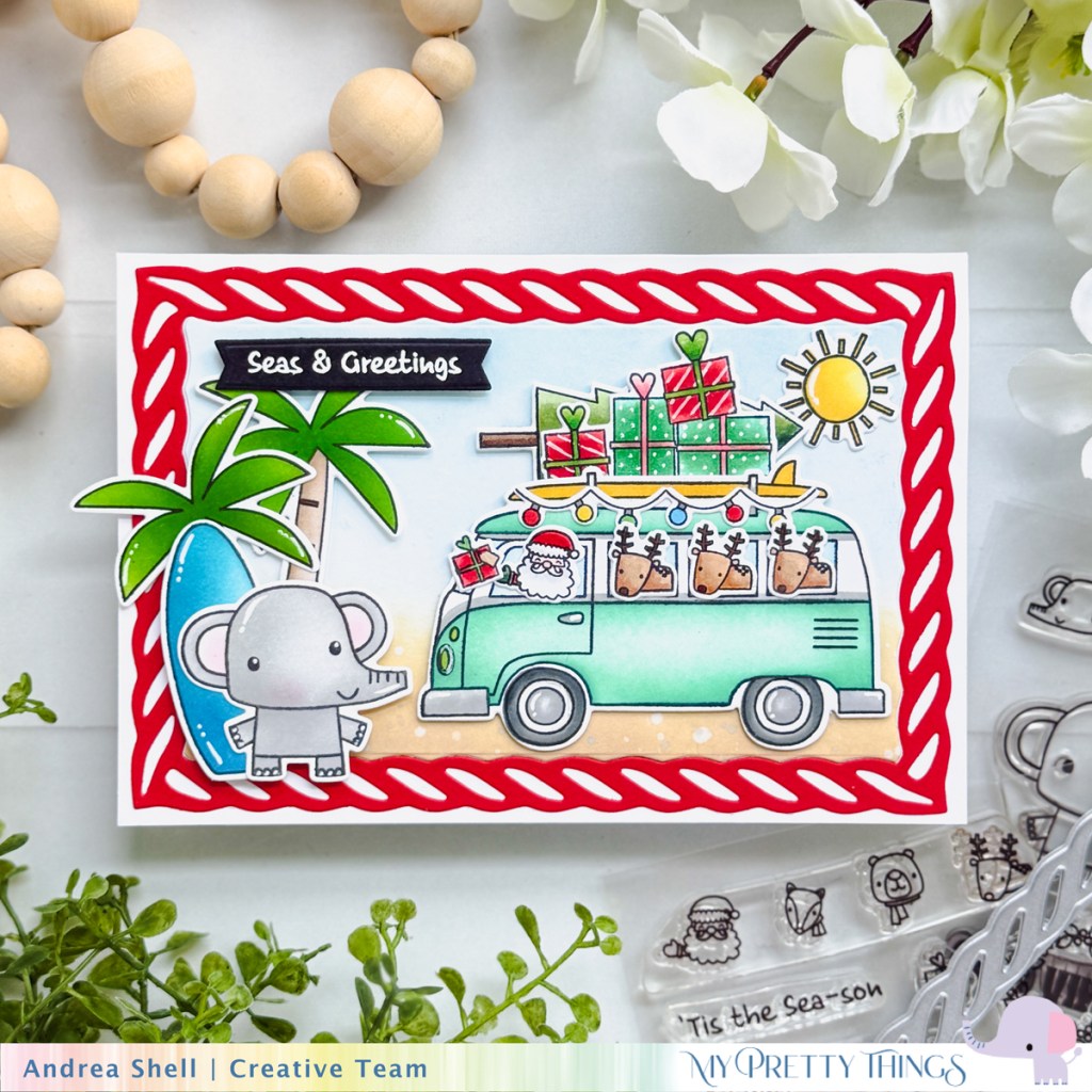 Seas & Greeting card by Andrea Shell | See You at the Beach stamp by My Pretty Things