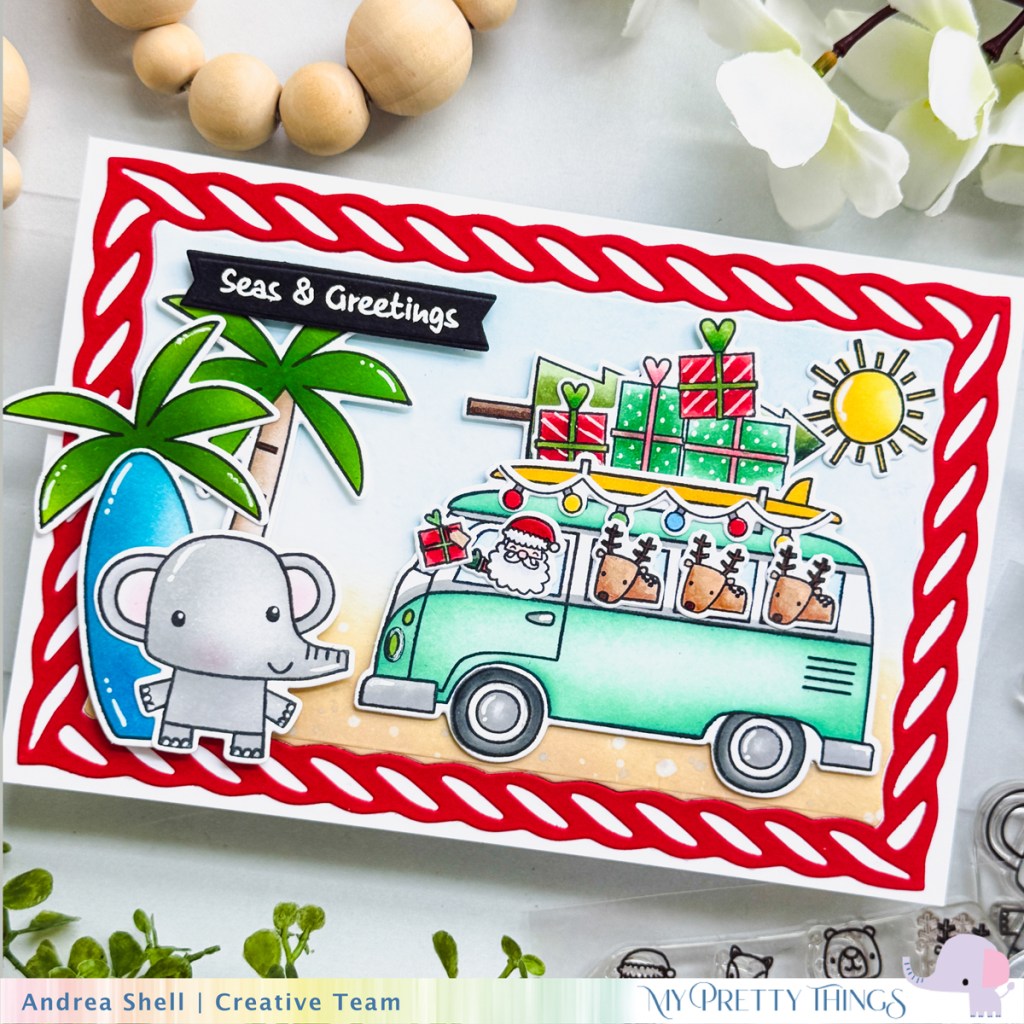 Seas & Greeting card by Andrea Shell | See You at the Beach stamp by My Pretty Things