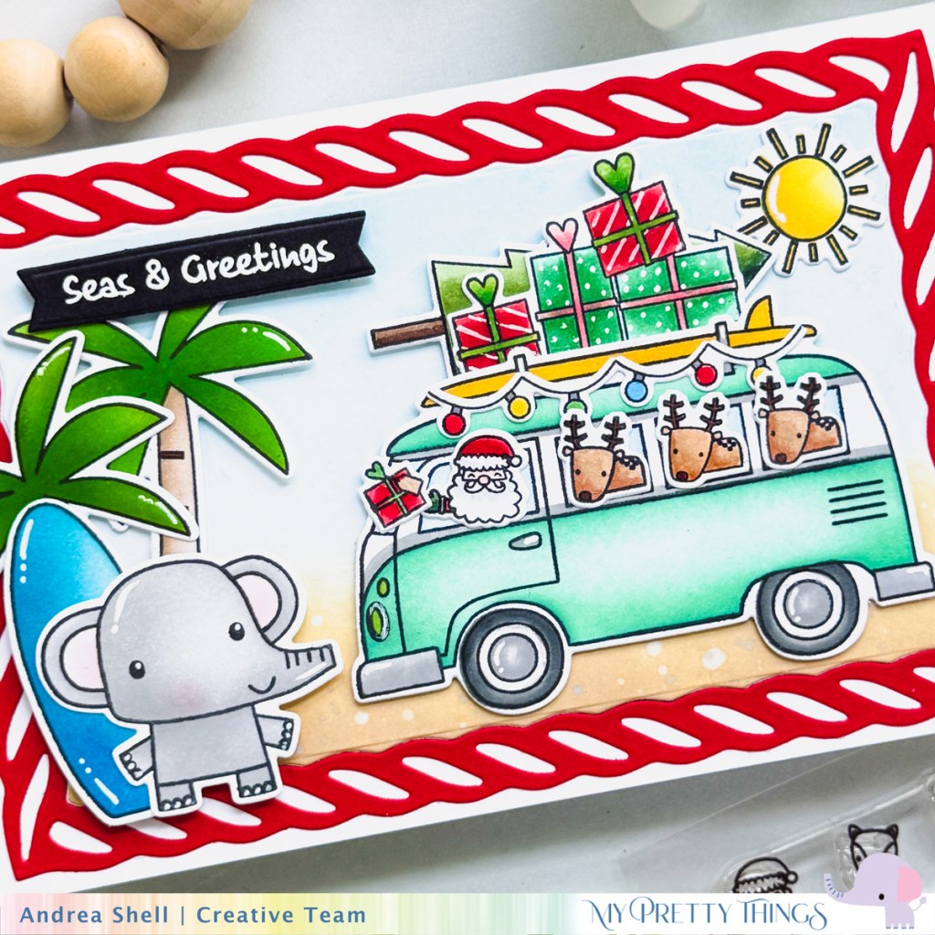 Seas & Greeting card by Andrea Shell | See You at the Beach stamp by My Pretty Things