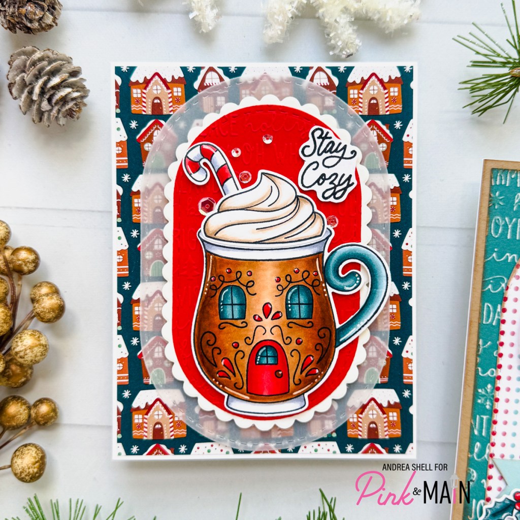 Cozy Gingerbread Mug card by Andrea Shell | Cocoa and Cookies stamp set by Pink & Main