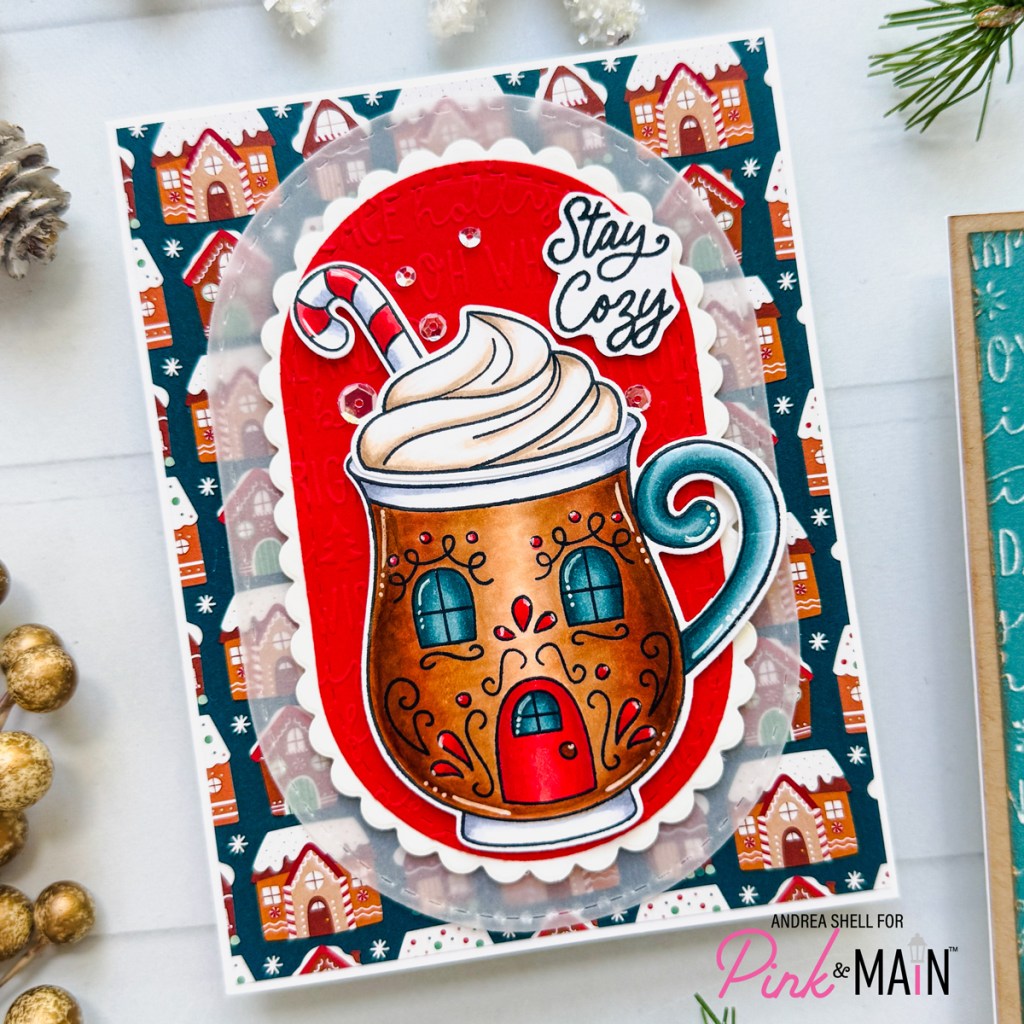 Cozy Gingerbread Mug card by Andrea Shell | Cocoa and Cookies stamp set by Pink & Main