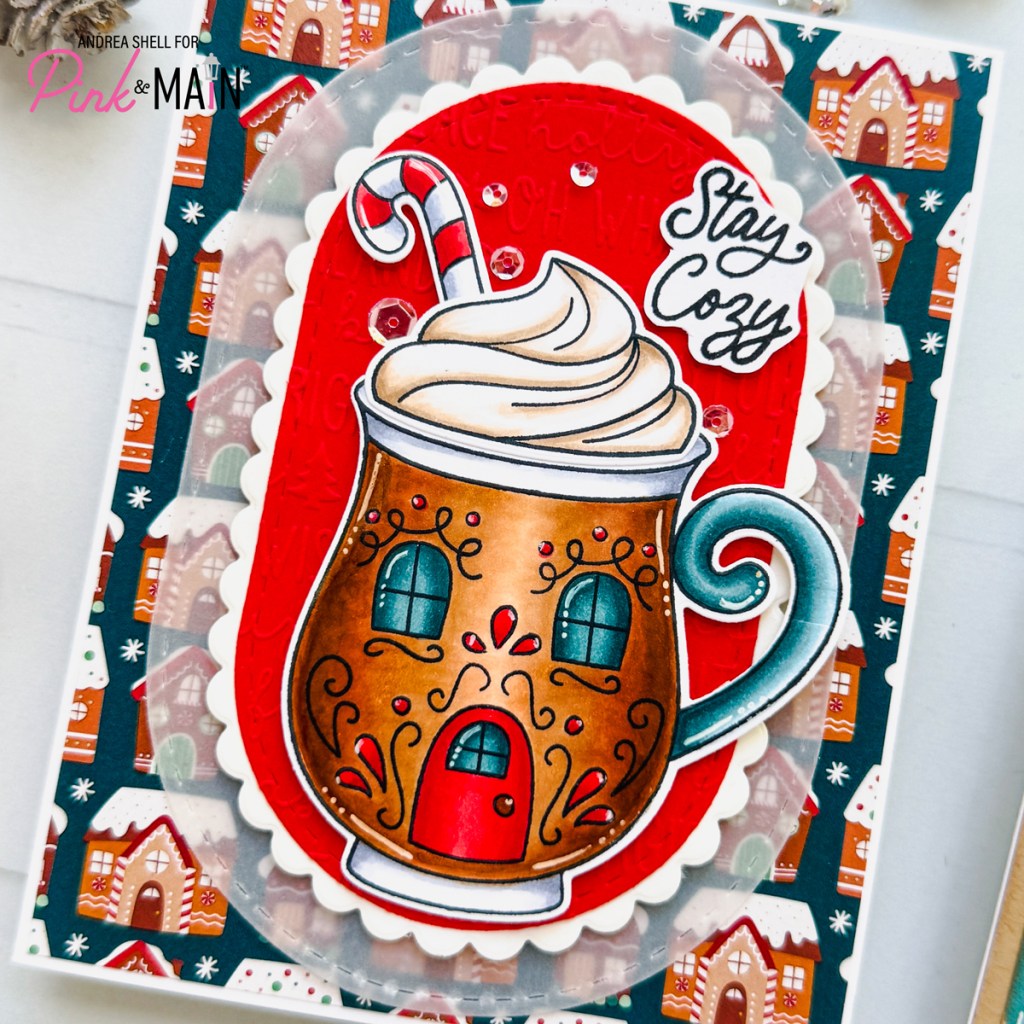 Cozy Gingerbread Mug card by Andrea Shell | Cocoa and Cookies stamp set by Pink & Main