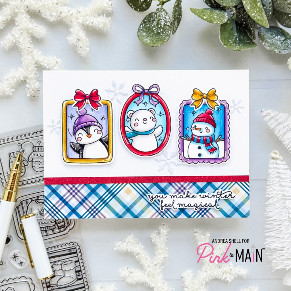 Magical Winter Frames card by Andrea Shell | Fun Winter Frames stamp by Pink & Main