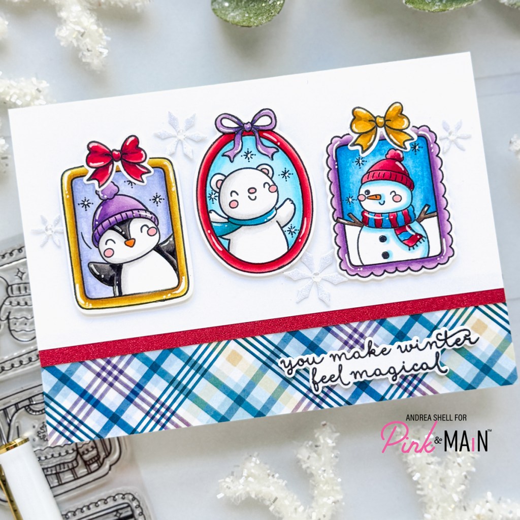 Magical Winter Frames card by Andrea Shell | Fun Winter Frames stamp by Pink & Main