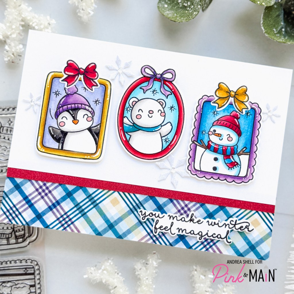 Magical Winter Frames card by Andrea Shell | Fun Winter Frames stamp by Pink & Main