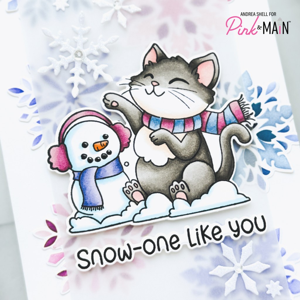 Snow-one Like You card by Andrea Shell | October Cat stamp by Pink & Main