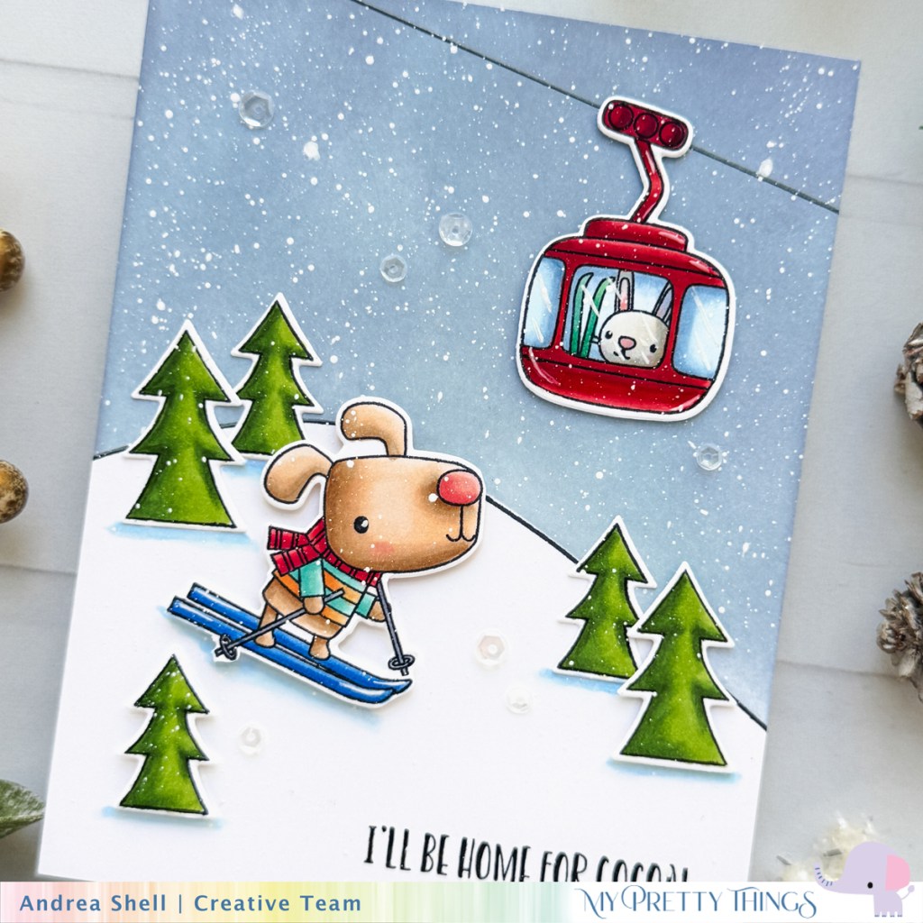 Home for Cocoa card by Andrea Shell | Snow Much Fun stamp set by My Pretty Things